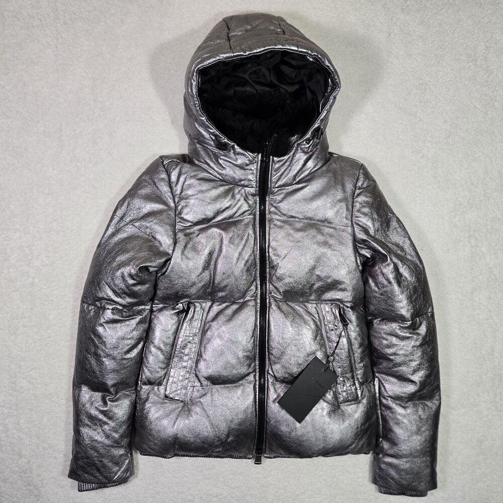 Head Legacy Sheep Leather Ski Quilted Metalic Grey Jacket Womens 36 / 6 Lamb Fur